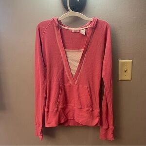 Y2K DEB waffle knit hooded long sleeve shirt